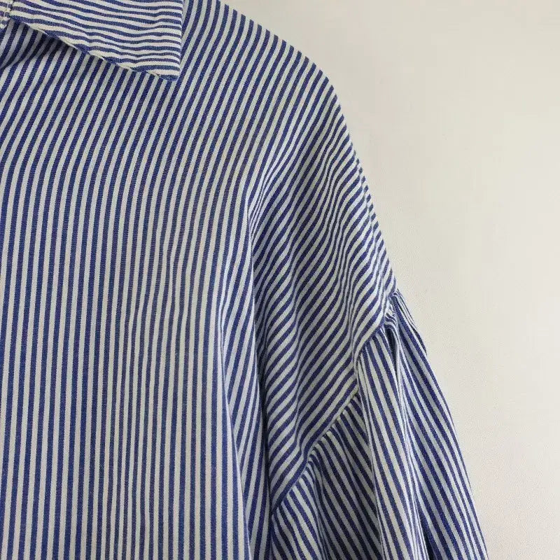[BUNJANG] FREE Striped Shirt Light Blue / 여FREE 스트라이프 셔츠 라이트 블루 M6242