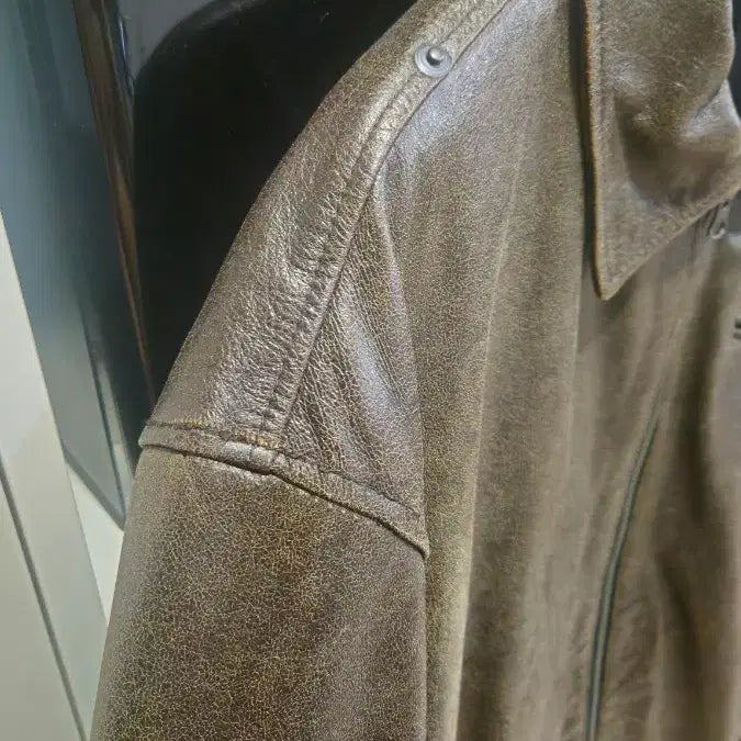 [BUNJANG] Anytime Roric Vintage Leather Jacket Black L / 애니타임로릭 빈티지 레더자켓 블랙 L