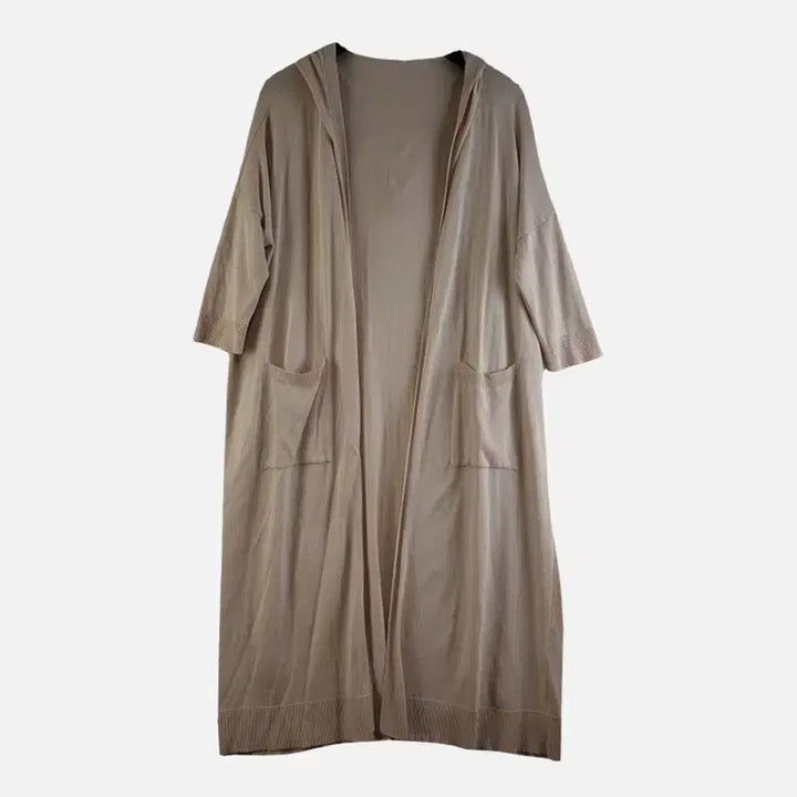 [BUNJANG] FREE Beige Long Cardigan / 여FREE 반팔 롱 가디건 베이지 M6245