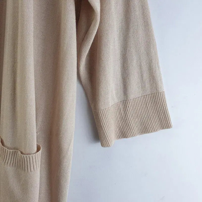 [BUNJANG] FREE Beige Long Cardigan / 여FREE 반팔 롱 가디건 베이지 M6245