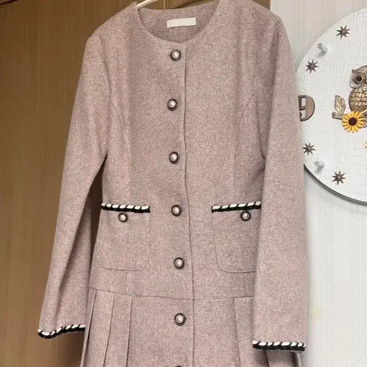 [BUNJANG] Tweed Pleated Dress Style Coat / 트위드 플리츠 원피스 스타일 코트