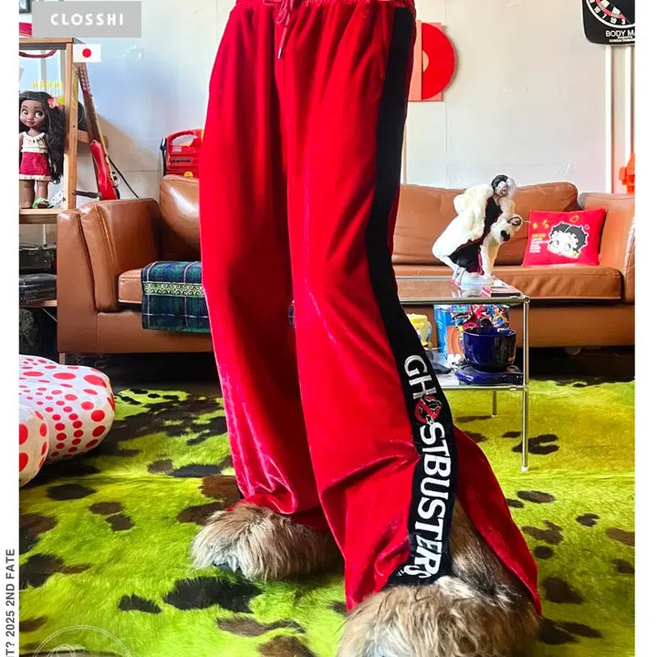 [BUNJANG] CLOSSHI Ghostbusters Vintage Velour Track Pants / 고스트 버스터즈 X CLOSSHI 일본 빈티지 벨루어 트랙 팬츠 바지