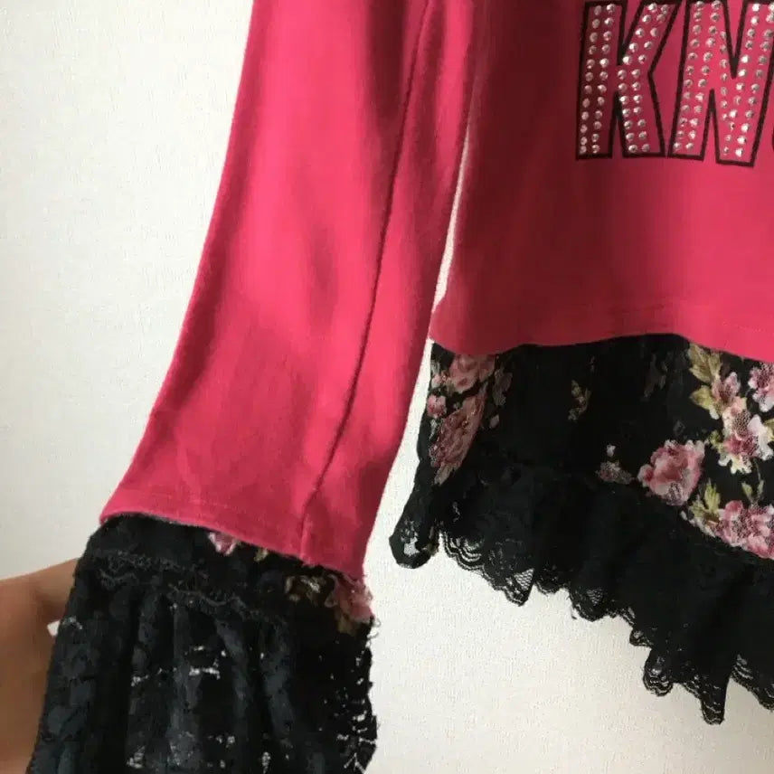 [BUNJANG] Vintage Pink Gyaru Lace Top / 빈티지 핑크 갸루 레이스 탑
