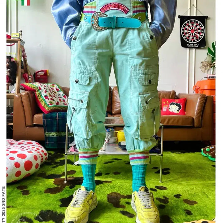 [SOLD OUT] JUST CAVALLI 06ss 아카이브 밴딩 카고 조거 팬츠 바지