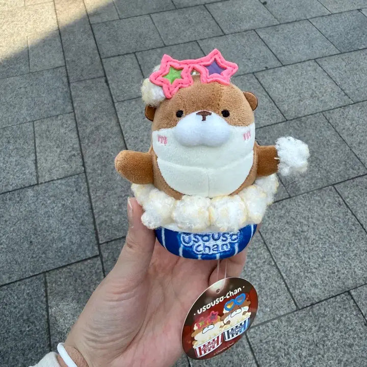 [BUNJANG] Uso Uso Zzang Movie Popcorn Doll Keyring / [새상품] 무비 팝콘 우소우소짱 인형 키링 홀로그램스티커O 정품