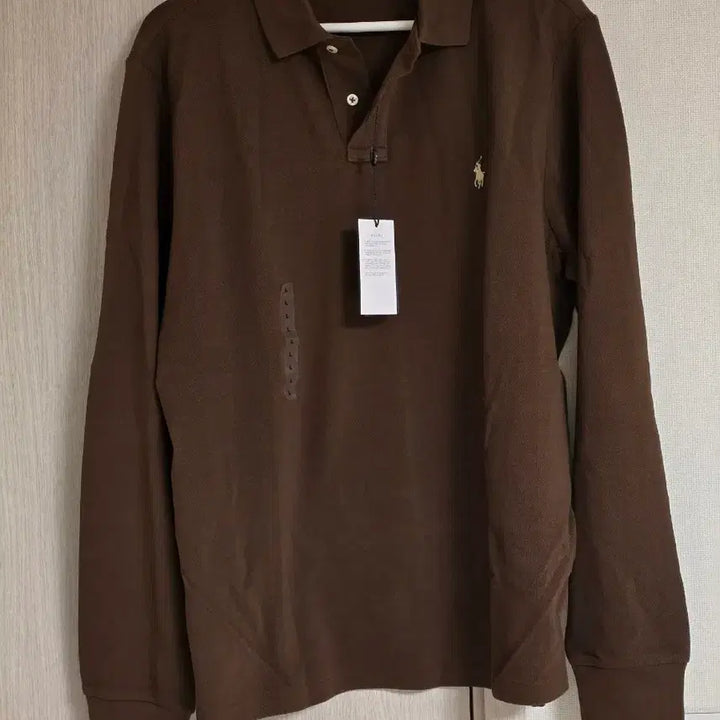 [SOLD OUT] 폴로 카라티 긴팔 브라운 커스텀 L 새제품