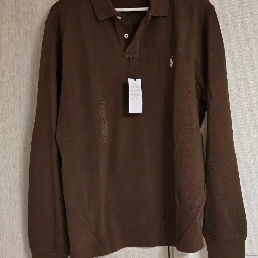 [SOLD OUT] 폴로 카라티 긴팔 브라운 커스텀 L 새제품