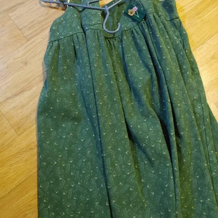 [BUNJANG] Vintage Flower Strap Dress Green / 빈티지 플라워 그린 멜빵 원피스