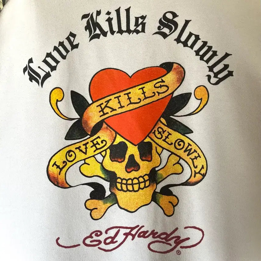 [SOLD OUT] 2000s ED Hardy 빈티지 오버사이즈 화이트 스웻셔츠 맨투맨