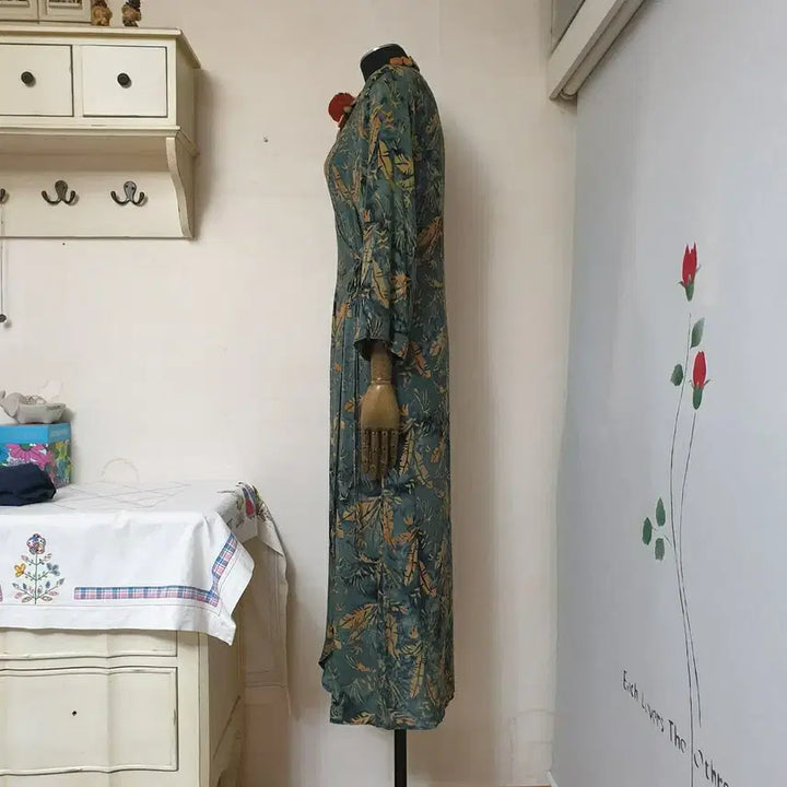 [BUNJANG] MATT AND MEL Banana Leaf Tie-Dye Wrap Dress Robe / MATT AND MEL 멧앤멜 바나나리프 타이다이 랩 원피스 로브