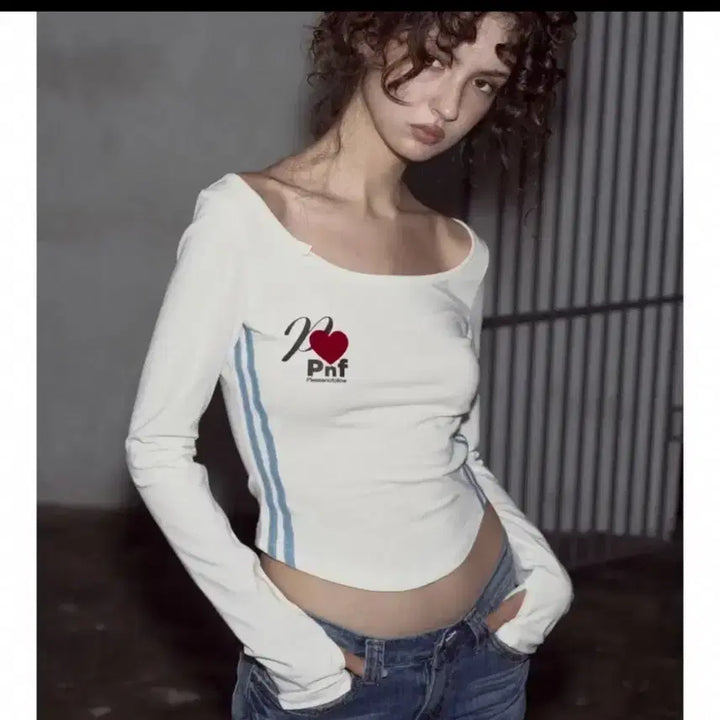 [BUNJANG] Please Follow Heart Top White / 플리즈노팔로우 하트탑 화이트