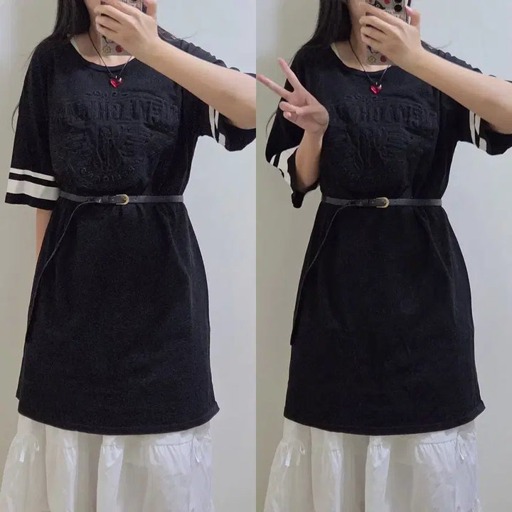[BUNJANG] NBA Black Short Sleeve Long Dress / NBA 블랙 반팔 롱원피스