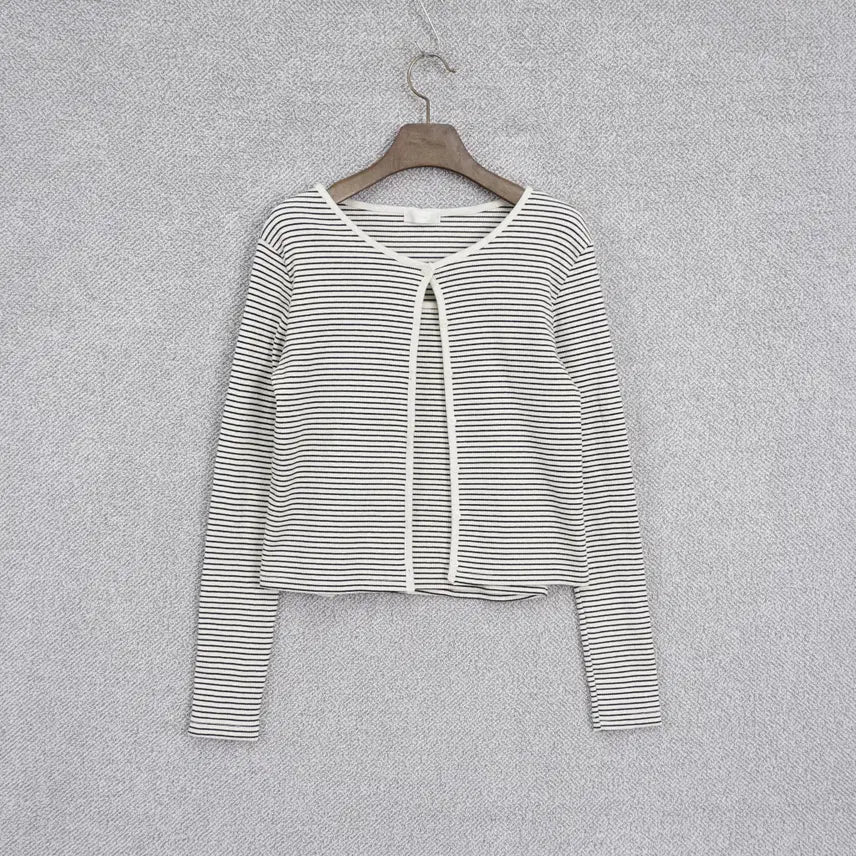 [BUNJANG] SLEEK Ribbed Striped Cardigan and Tank Top Set / SLEEK 여성 골지 스트라이프 나시 가디건 세트 free
