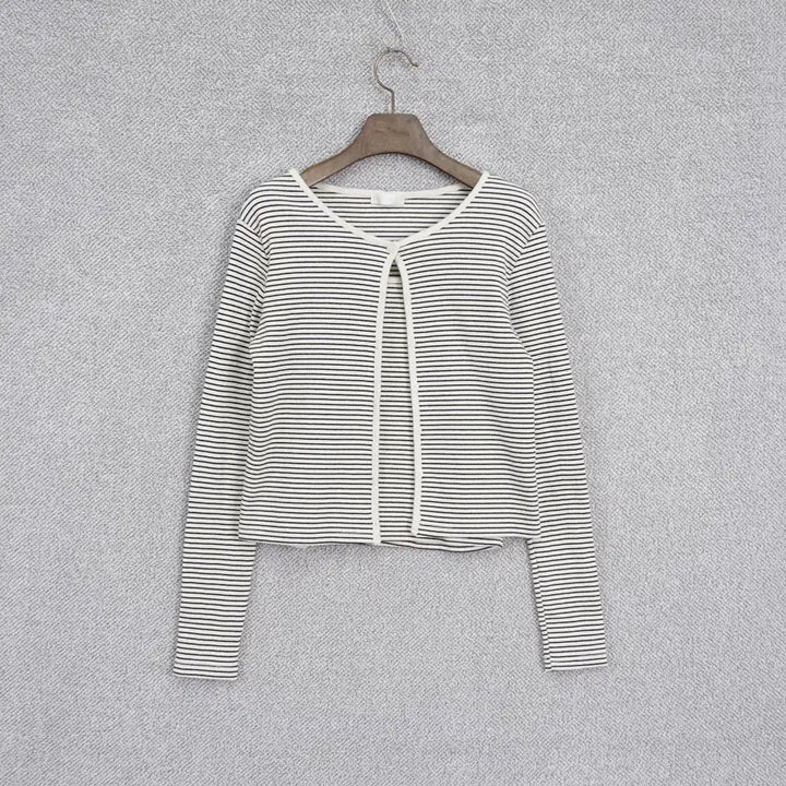 [BUNJANG] SLEEK Ribbed Striped Cardigan and Tank Top Set / SLEEK 여성 골지 스트라이프 나시 가디건 세트 free