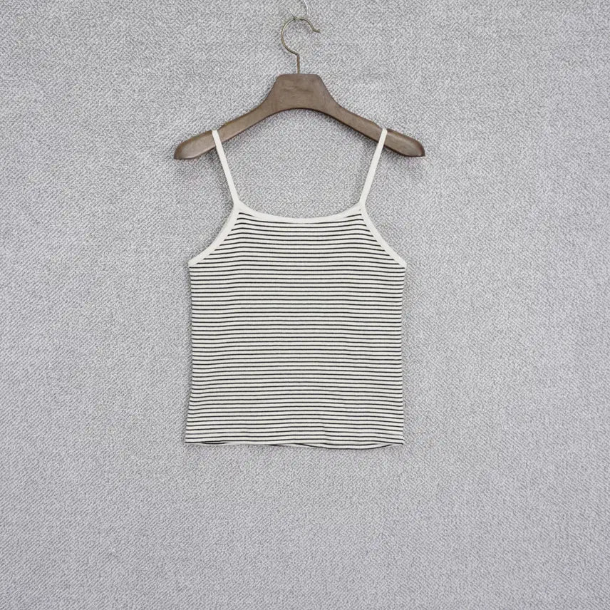 [BUNJANG] SLEEK Ribbed Striped Cardigan and Tank Top Set / SLEEK 여성 골지 스트라이프 나시 가디건 세트 free