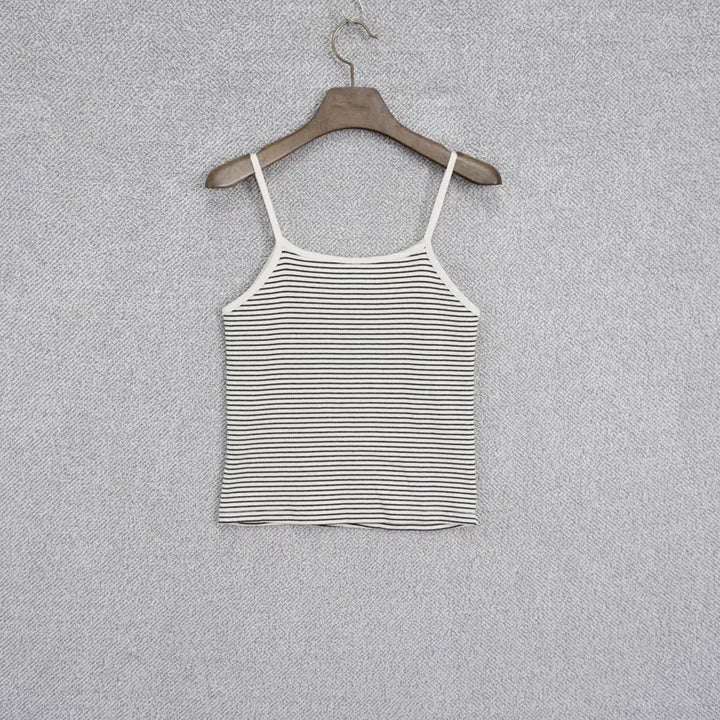 [BUNJANG] SLEEK Ribbed Striped Cardigan and Tank Top Set / SLEEK 여성 골지 스트라이프 나시 가디건 세트 free