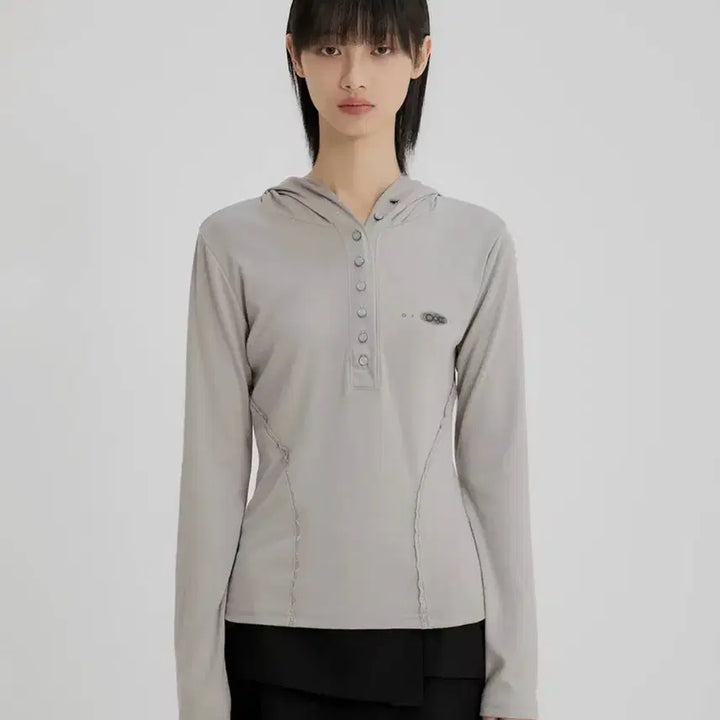 [BUNJANG] Flareup Button-Up Lace Hoodie Gray / [택o새상품] 플레어업 버튼업 레이스 후디 그레이