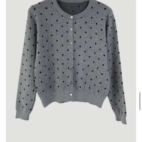 [BUNJANG] Gray Dot Pattern Cardigan / 도트 패턴 회색 가디건