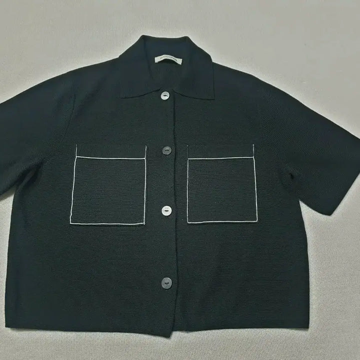 [BUNJANG] The Cashmere Black Short Sleeve Knit Pocket Shirt Jacket / THE CASHMERE 블랙 반팔 니트 포켓 셔츠 자켓 여성85~90