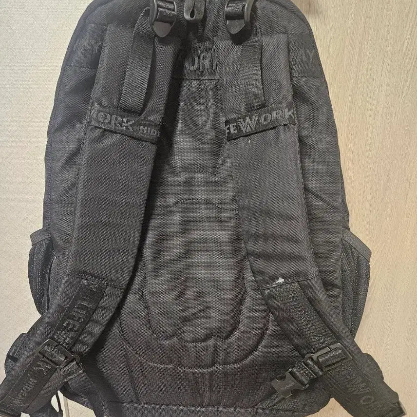 [BUNJANG] LifeWork Black Mesh Pocket String Backpack Bag / 라이프워크 블랙 메쉬포켓 스트링 백팩 가방