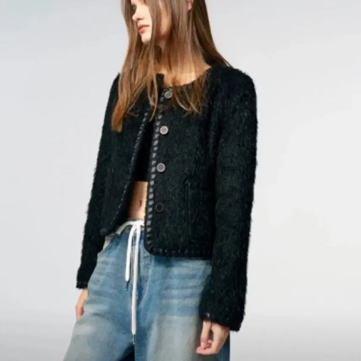 [BUNJANG] Etmont Fur Tweed Jacket / 에트몽 퍼 트위드 자켓