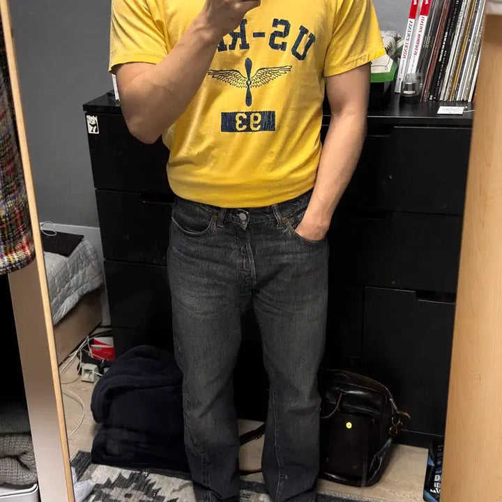 [BUNJANG] RRL Graphic Short Sleeve T-shirt Yellow / [M] RRL 그래픽 반팔 티셔츠 옐로우