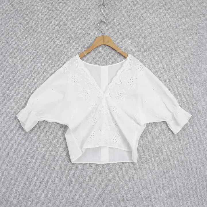 [BUNJANG] Lowrys Farm Eyelet Punch Lace Blouse M / 로리즈팜 아일렛 펀칭 레이스 블라우스 M