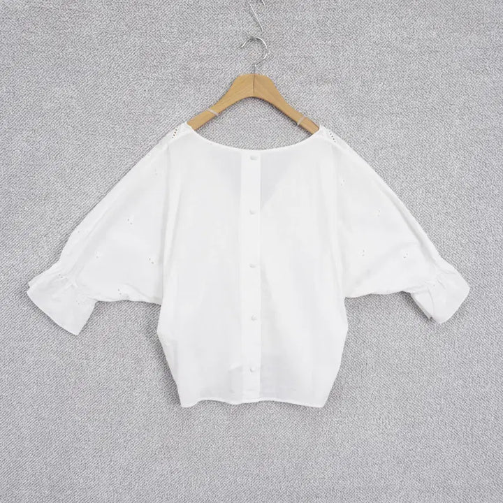[BUNJANG] Lowrys Farm Eyelet Punch Lace Blouse M / 로리즈팜 아일렛 펀칭 레이스 블라우스 M
