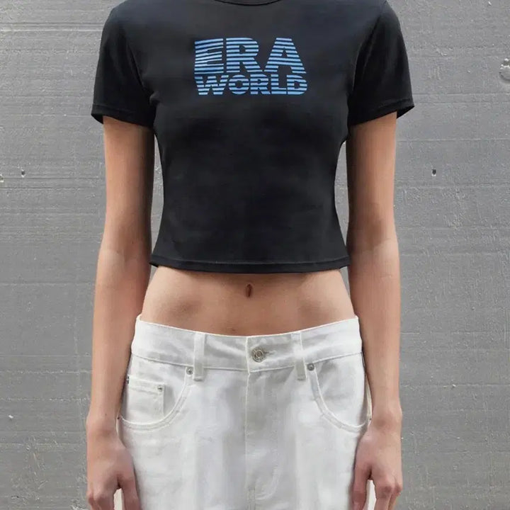 [BUNJANG] ERA WORLD Slim Crop T-shirt Black S / ERA 월드 슬림 크롭 티셔츠 블랙 S