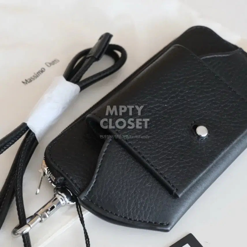 [BUNJANG] Massimo Dutti Nappa Leather Sunglasses Case Wallet Necklace Black / 마시모두띠 나빠 레더 선글라스 목걸이 지갑 블랙