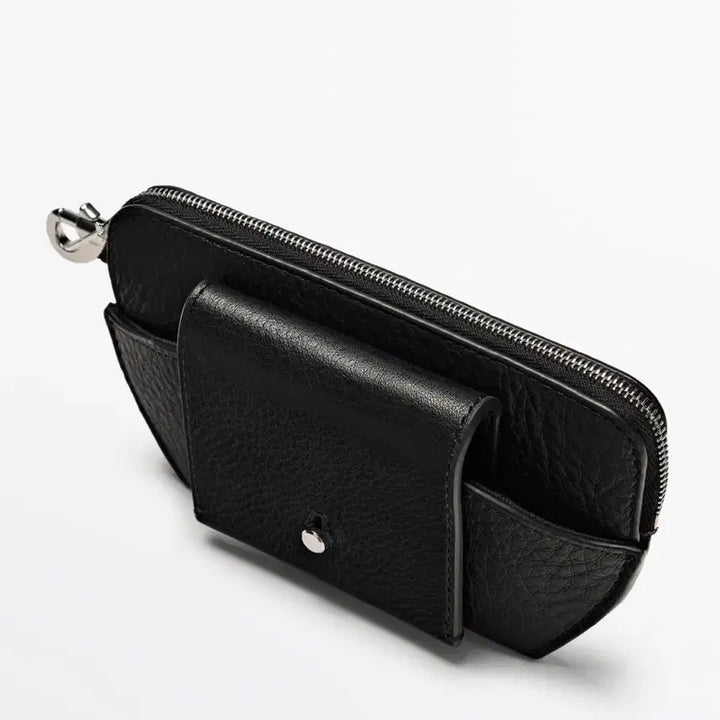 [BUNJANG] Massimo Dutti Nappa Leather Sunglasses Case Wallet Necklace Black / 마시모두띠 나빠 레더 선글라스 목걸이 지갑 블랙