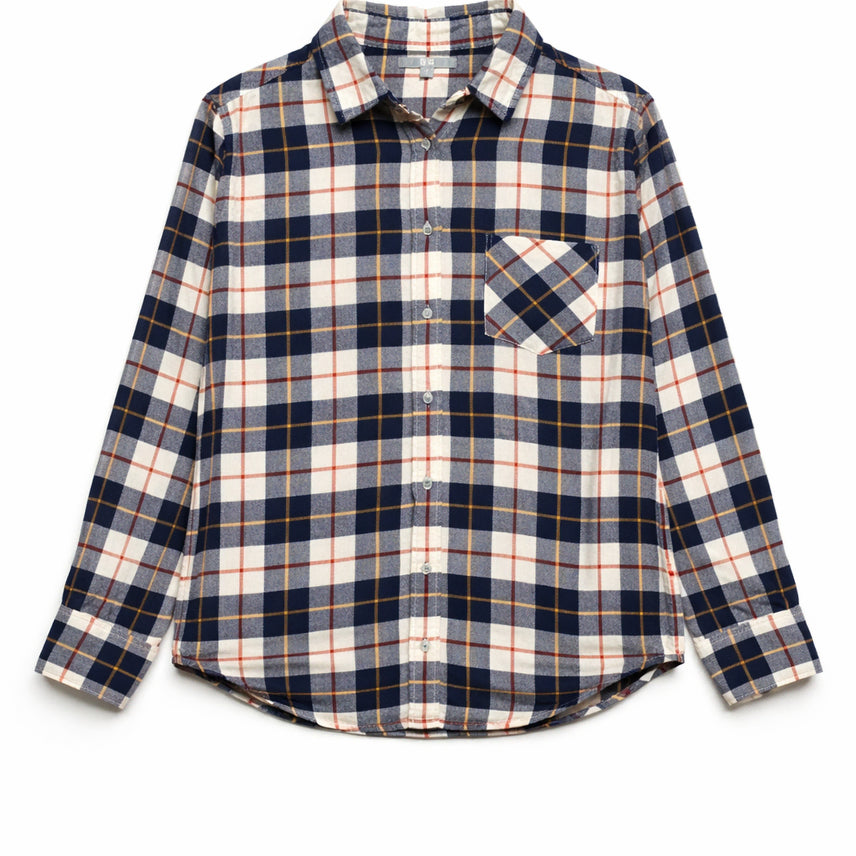 [BUNJANG] Uniqlo Navy Cotton Check Shirt (Size S) / JPN 일본 빈티지 y2k 모리걸 유니클로 네이비 코튼 체크 셔츠 S