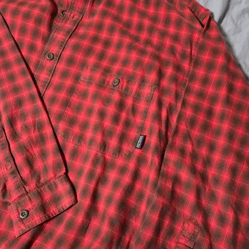 [BUNJANG] Patagonia Organic Cotton Checkered Shirt - Red - L / 파타고니아 오가닉 코튼 체크 셔츠 레드 L