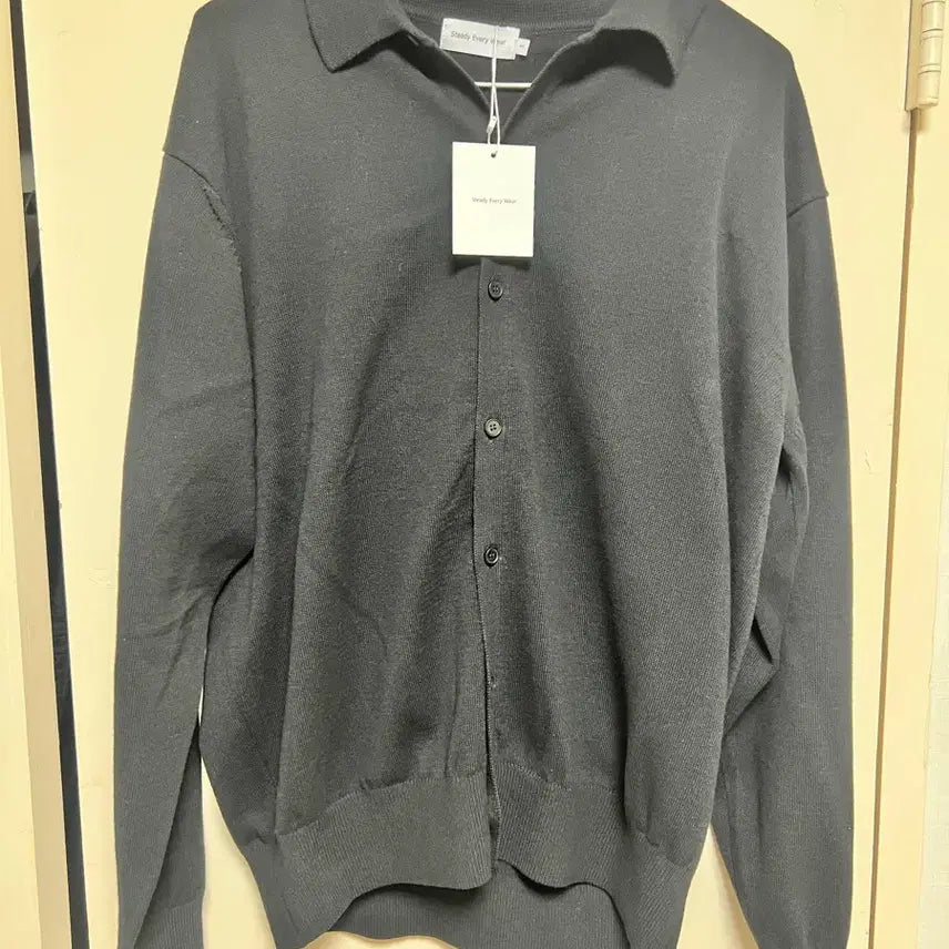 [BUNJANG] Steady-Everywhere Cotton Collar Cardigan Black Size 1 / 스테디에브리웨어 코튼 칼라 가디건 블랙 1사이즈 새상품