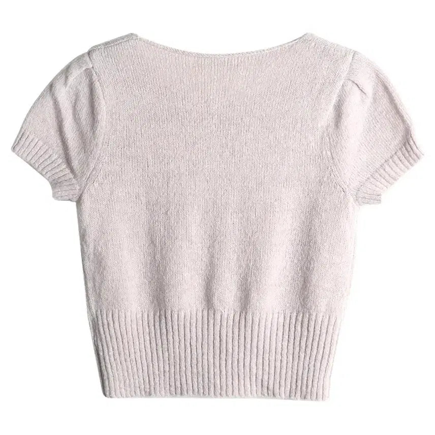 [BUNJANG] Ui Hairy Balloon Sleeve Short Cardigan Lavender Grey / 우이 헤어리 벌룬 슬리브 숏 가디건 라벤더 그레이