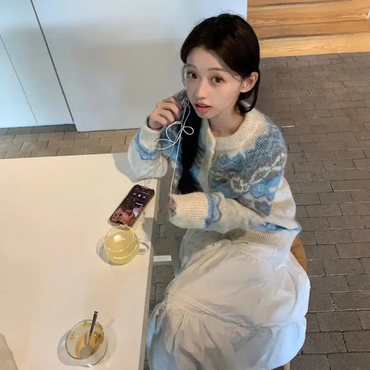 [BUNJANG] Young &amp; Rich Milk Snow Nordic Cardigan Ivory / [실착 1회] 영앤리치 밀크스노우 노르딕 가디건 아이보리
