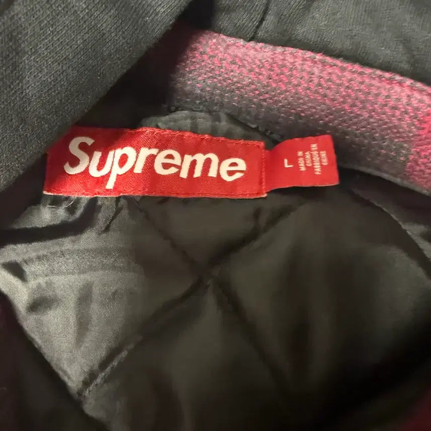 [BUNJANG] Supreme Quilted Lined Hood Flannel Shirt Red Plaid / ( 1회 착용 L )슈프림 퀼티드 라인드 후드 플란넬 셔츠 레드 플레이드