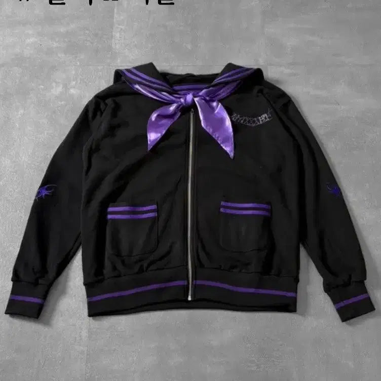 [BUNJANG] Amilige Rhinestone Embellished Sailor Zip-up Parka / amilige 아미리쥬 라인스톤 장식 세일러 집업 파카