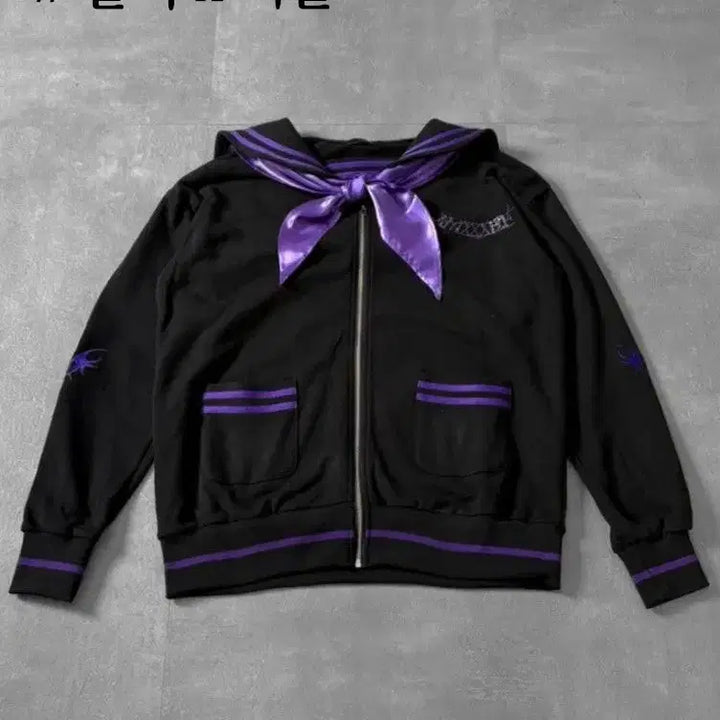 [BUNJANG] Amilige Rhinestone Embellished Sailor Zip-up Parka / amilige 아미리쥬 라인스톤 장식 세일러 집업 파카