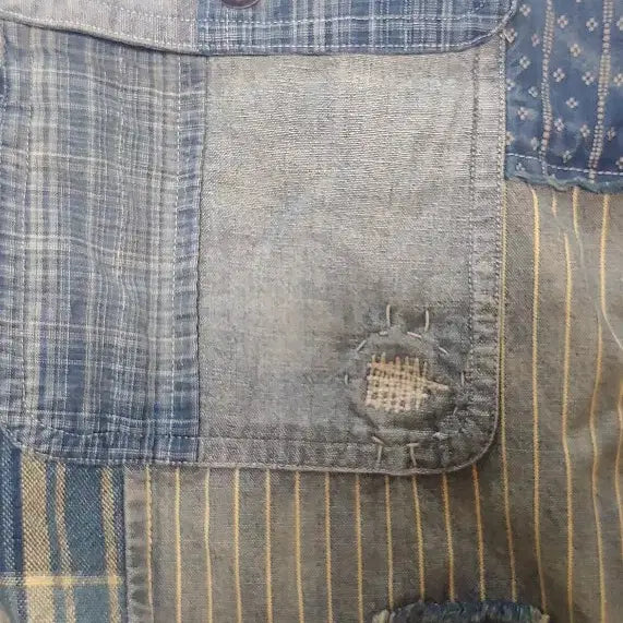 [BUNJANG] Polo Ralph Lauren Patchwork Shirt / 폴로 랄프로렌 패치워크 셔츠 블루