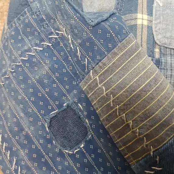 [BUNJANG] Polo Ralph Lauren Patchwork Shirt / 폴로 랄프로렌 패치워크 셔츠 블루