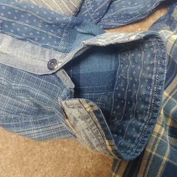 [BUNJANG] Polo Ralph Lauren Patchwork Shirt / 폴로 랄프로렌 패치워크 셔츠 블루