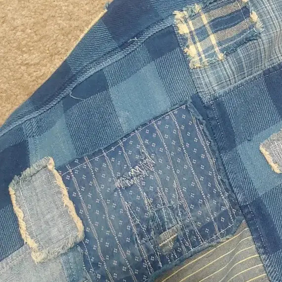 [BUNJANG] Polo Ralph Lauren Patchwork Shirt / 폴로 랄프로렌 패치워크 셔츠 블루