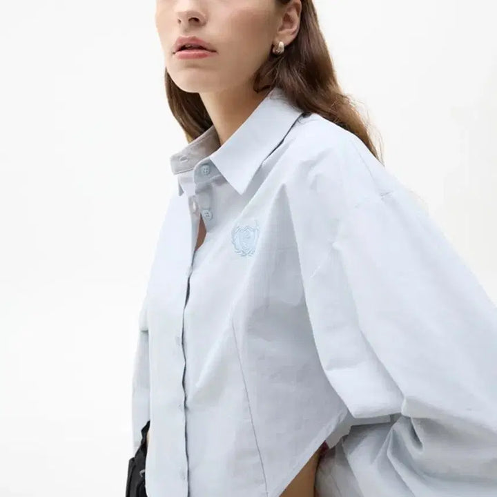 [BUNJANG] Latizen LK Crop Shirt Sky Blue / 라티젠 블루 크롭 셔츠 LK CROP SHIRT SKY BLUE