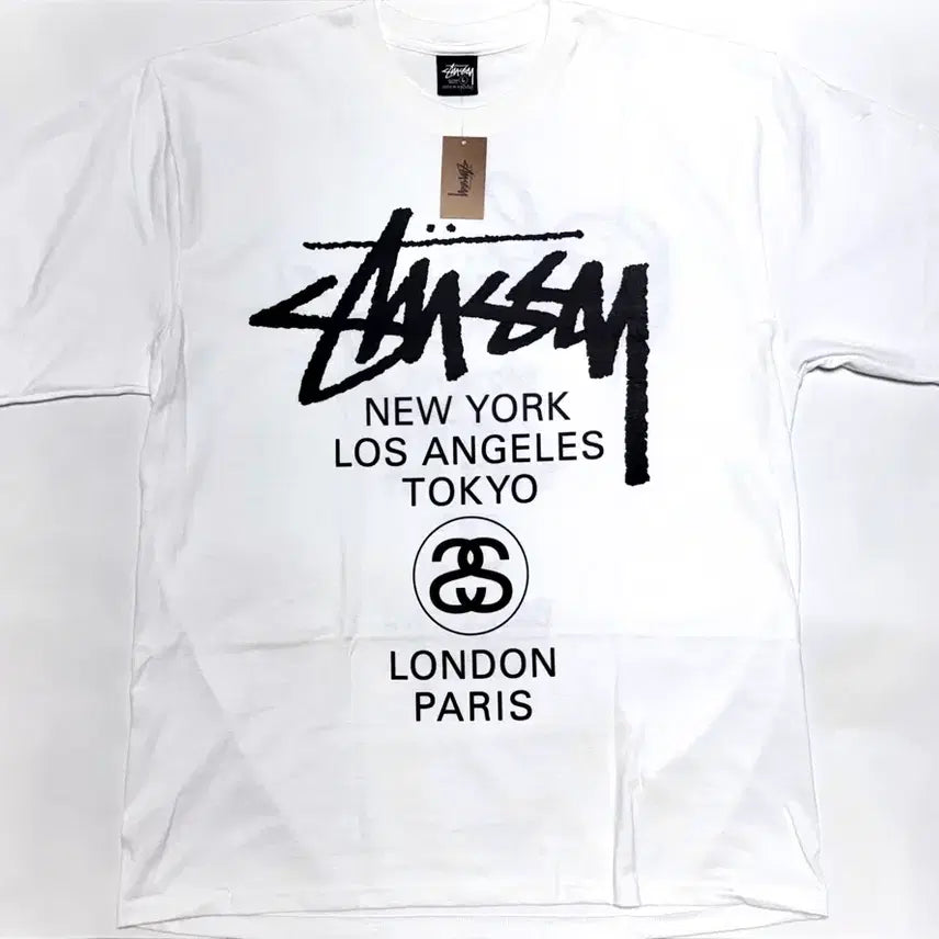 [BUNJANG] Stussy World Tour T-shirt White L / [새상품] 스투시 월드투어 티셔츠 화이트 L