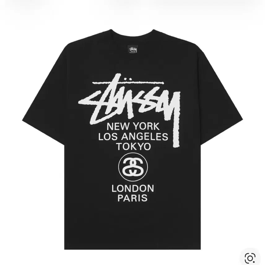 [BUNJANG] Stussy World Tour T-shirt Black / [새상품] 스투시 월드투어 티셔츠 블랙 L, XL