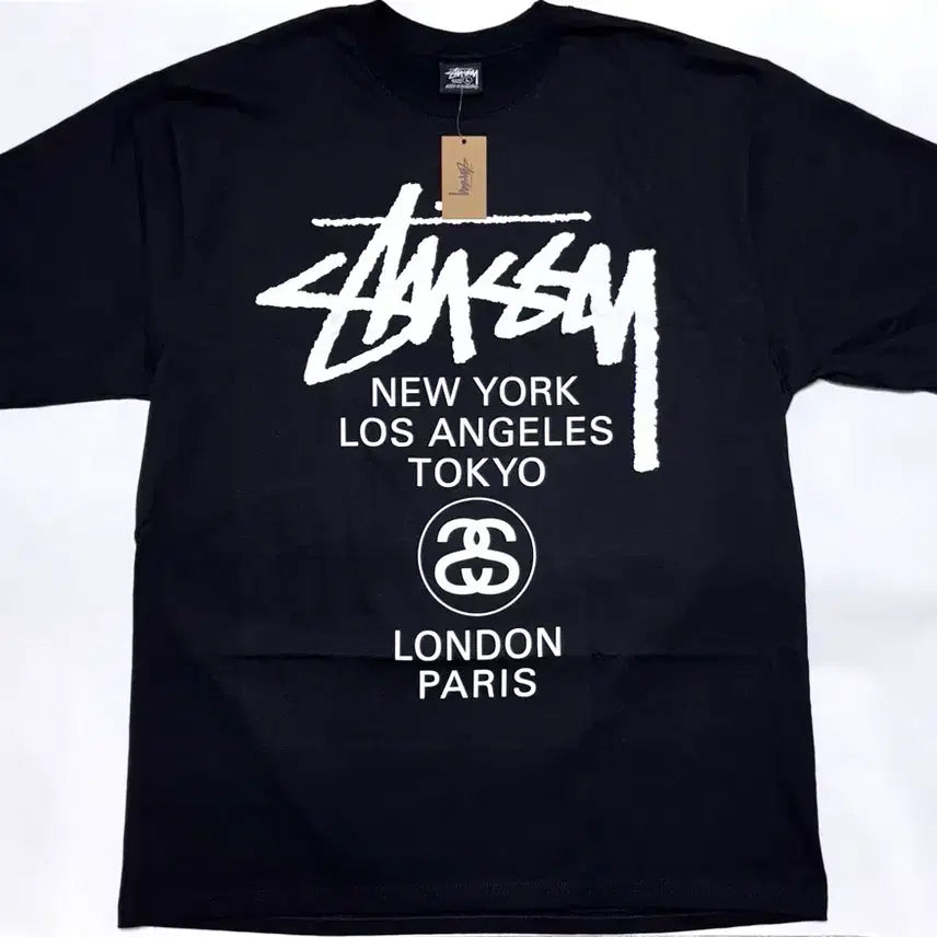 [BUNJANG] Stussy World Tour T-shirt Black / [새상품] 스투시 월드투어 티셔츠 블랙 L, XL