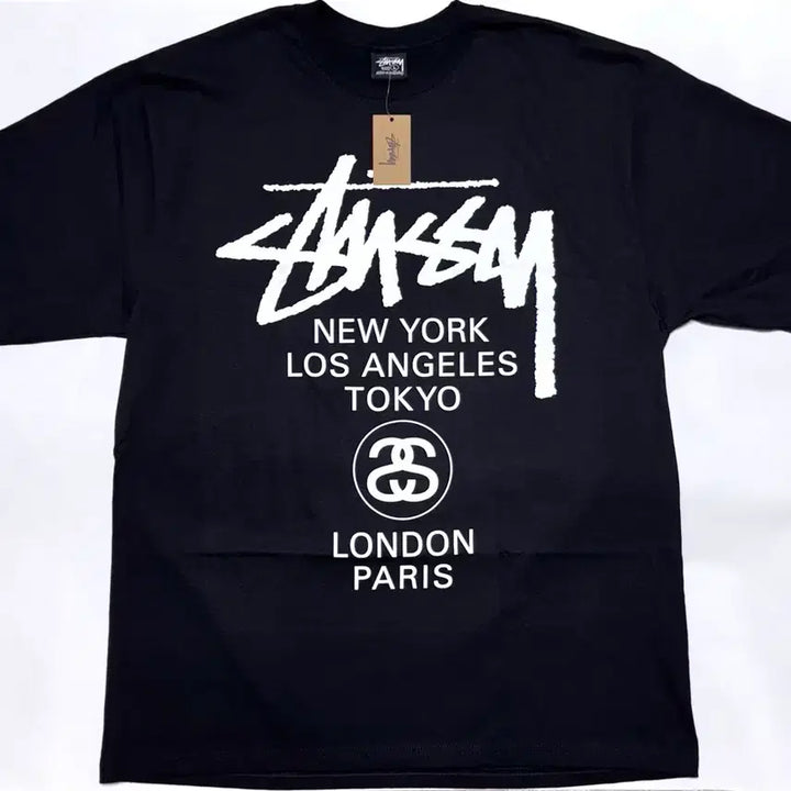 [BUNJANG] Stussy World Tour T-shirt Black / [새상품] 스투시 월드투어 티셔츠 블랙 L, XL