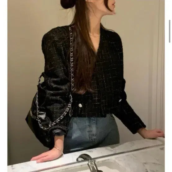 [BUNJANG] Black Tweed Jacket / 블랙 트위드자켓