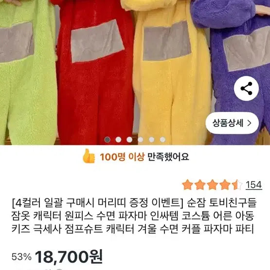 [BUNJANG] Teletubbies Character Pajamas Sleepwear / 텔레토비 캐릭터 잠옷 파자마/졸업사진 대여